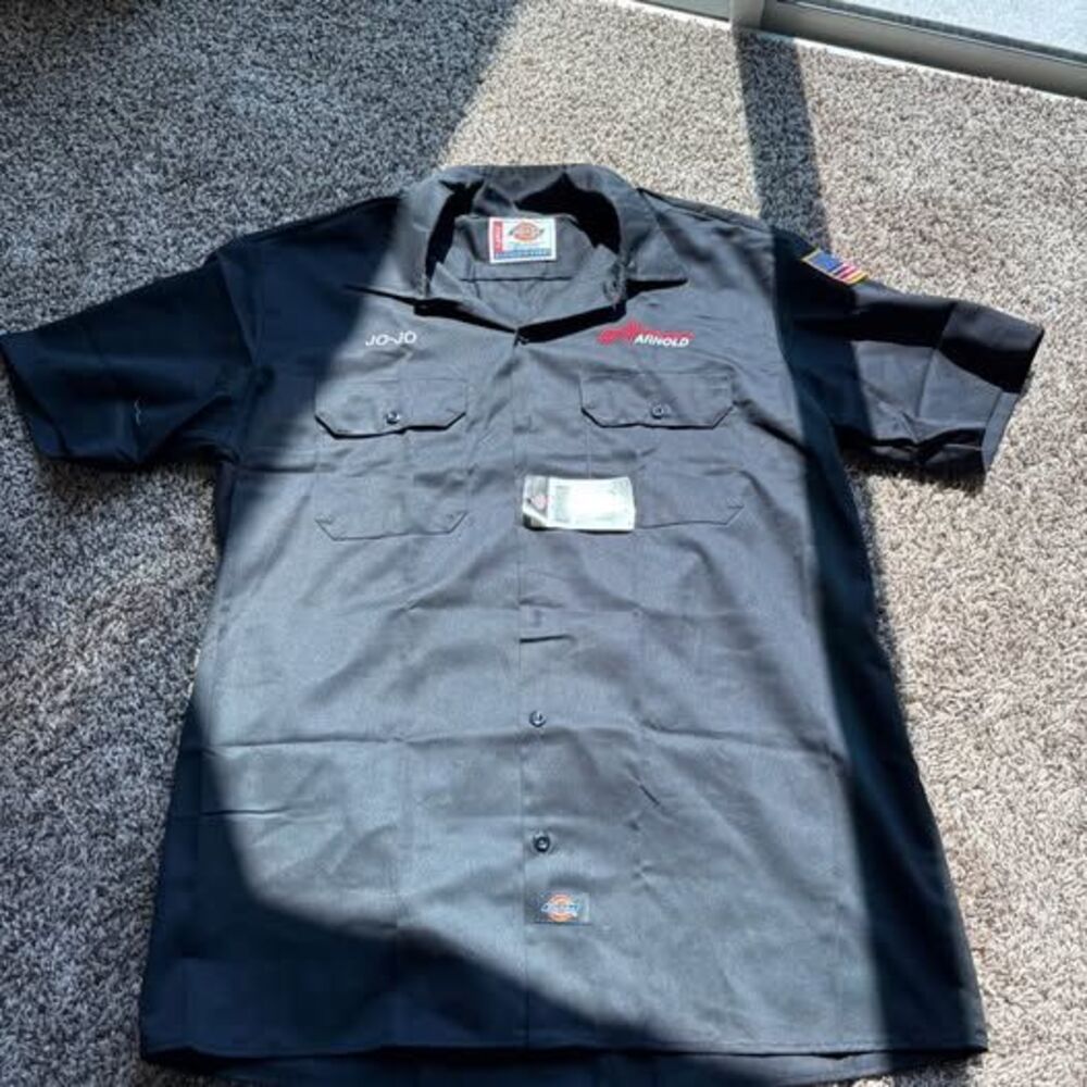 NWT Dickies 1574 Short Sleeve Work Shirt Men's Large Black Custom Embroidered